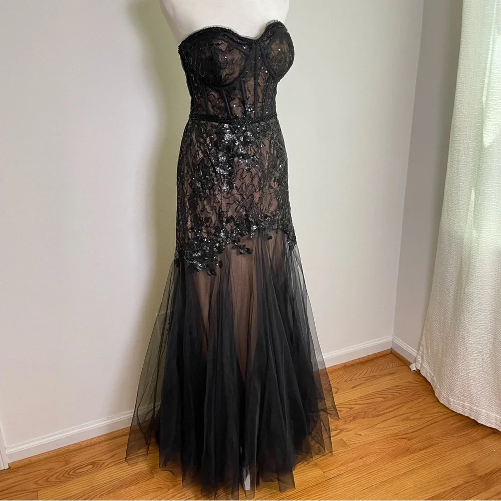 DAVID'S BRIDAL Galina Signature Strapless Corset Gown Tulle Dress #WBM3095 Prom - Picture 15 of 16